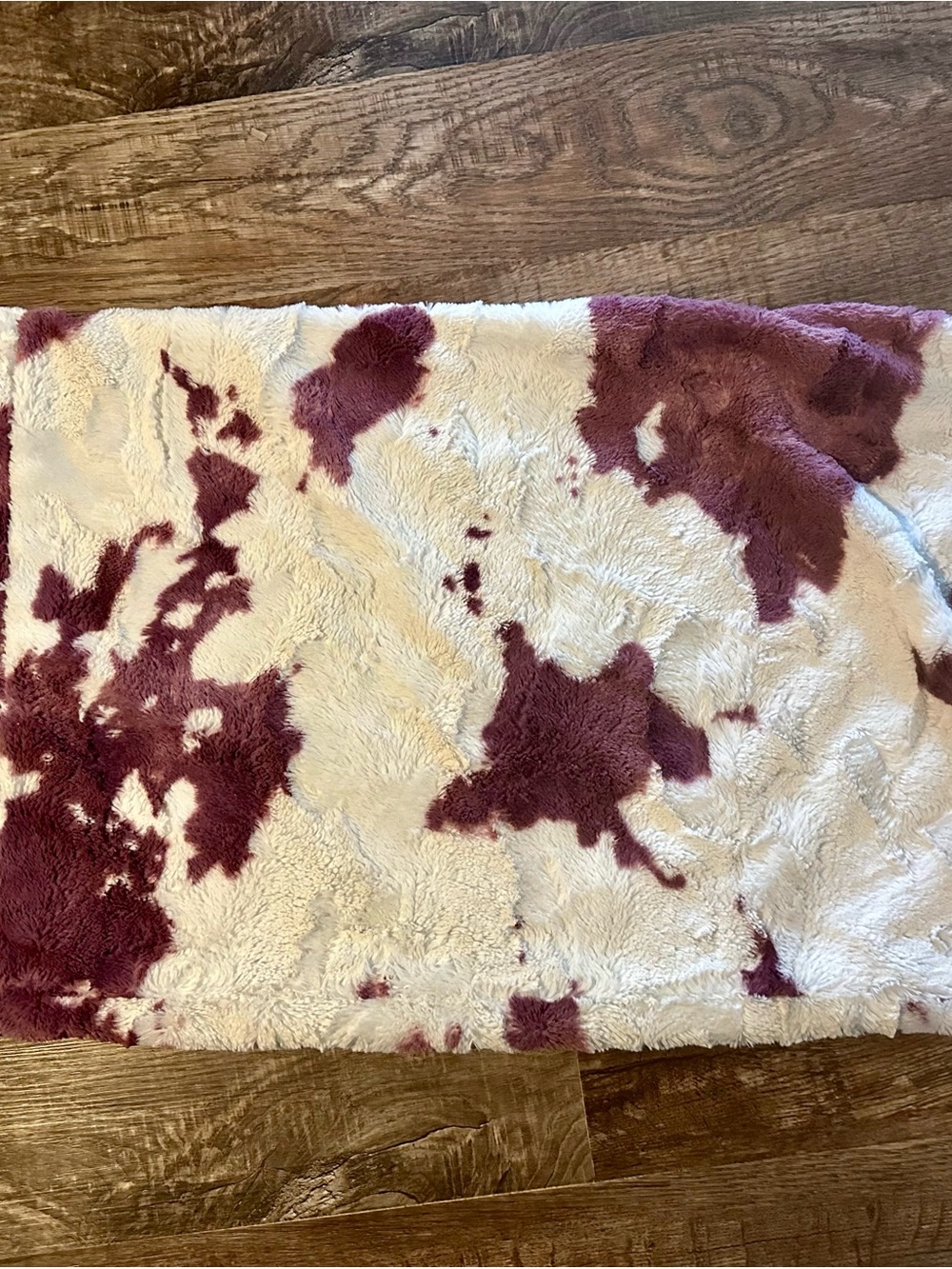 Minky White and Burgundy Cow Print Queen Pillow Case